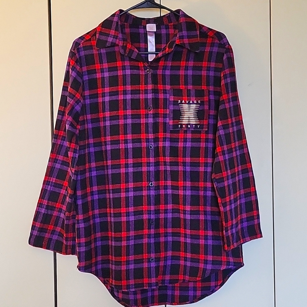 Savage X Fenty Night Star Chaser Flannel Sleep Top